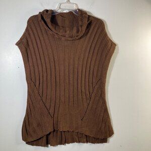 Womens Kori Turtle Neck Wool‎ Blend Slouch Cable Knit Sweater Vest M/L NWT Brown